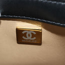 CHANEL Mini Matelasse Chain Shoulder Bag Lamb Skin Black Gold CC Auth 142102SM-26