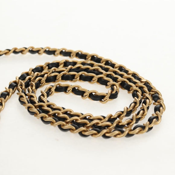 CHANEL Mini Matelasse Chain Shoulder Bag Lamb Skin Black Gold CC Auth 142102SM