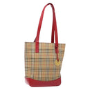 BURBERRY Nova Check Tote Bag Canvas Beige Gold Auth 142111-1