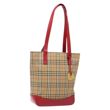 BURBERRY Nova Check Tote Bag Canvas Beige Gold Auth 142111