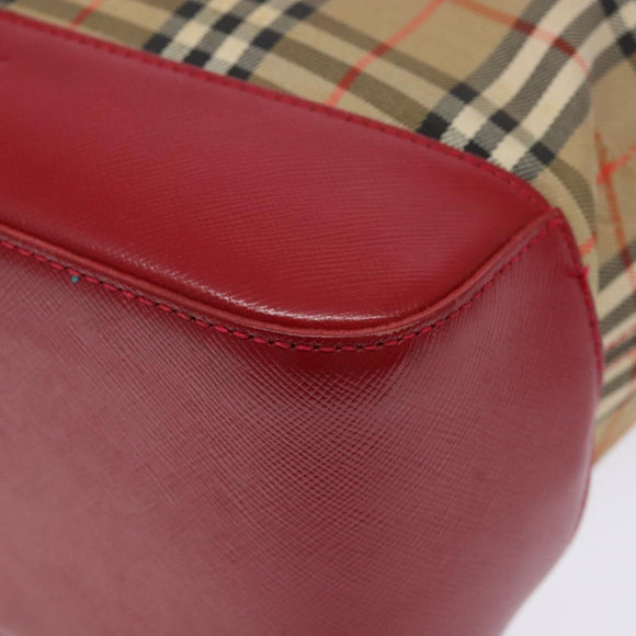 BURBERRY Nova Check Tote Bag Canvas Beige Gold Auth 142111