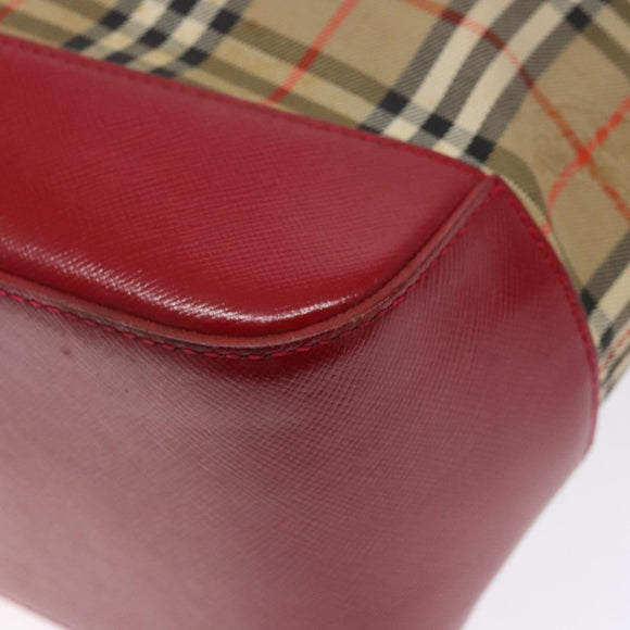 BURBERRY Nova Check Tote Bag Canvas Beige Gold Auth 142111