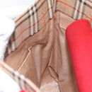 BURBERRY Nova Check Tote Bag Canvas Beige Gold Auth 142111-17