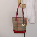 BURBERRY Nova Check Tote Bag Canvas Beige Gold Auth 142111-20