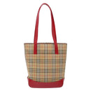 BURBERRY Nova Check Tote Bag Canvas Beige Gold Auth 142111-2