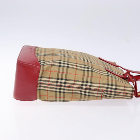 BURBERRY Nova Check Tote Bag Canvas Beige Gold Auth 142111