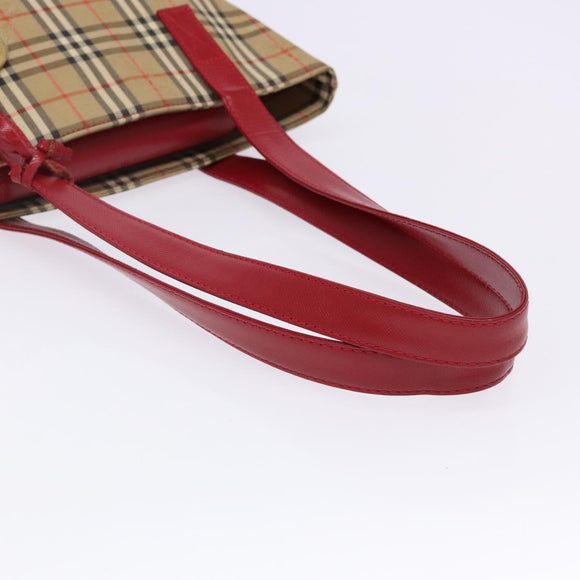 BURBERRY Nova Check Tote Bag Canvas Beige Gold Auth 142111