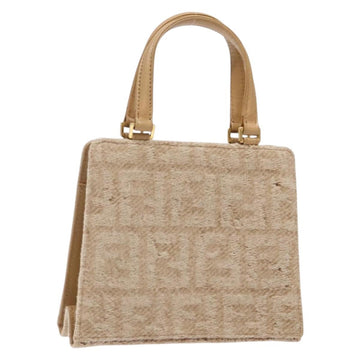 FENDI Zucca Canvas Hand Bag Beige Gold Auth 142112
