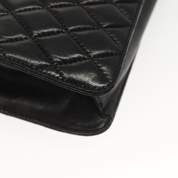 BALLY Chain Shoulder Bag Leather Black Gold Auth 142113