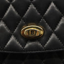 BALLY Chain Shoulder Bag Leather Black Gold Auth 142113-14