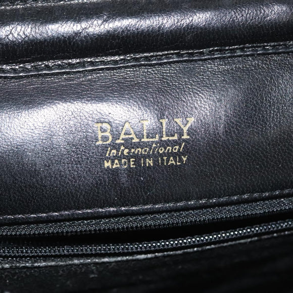 BALLY Chain Shoulder Bag Leather Black Gold Auth 142113