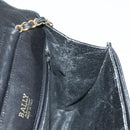 BALLY Chain Shoulder Bag Leather Black Gold Auth 142113-18
