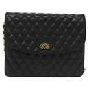 BALLY Chain Shoulder Bag Leather Black Gold Auth 142113-2