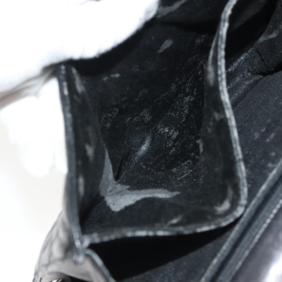 BALLY Chain Shoulder Bag Leather Black Gold Auth 142113