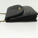 BALLY Chain Shoulder Bag Leather Black Gold Auth 142113-5