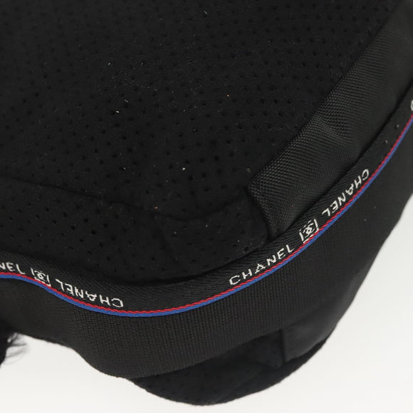 CHANEL Sports Shoulder Bag Canvas Black Silver CC Auth 142114