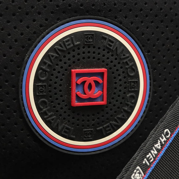 CHANEL Sports Shoulder Bag Canvas Black Silver CC Auth 142114