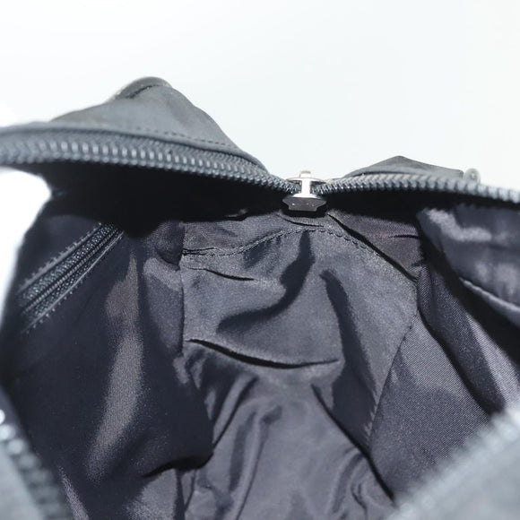 CHANEL Sports Shoulder Bag Canvas Black Silver CC Auth 142114