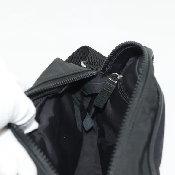 CHANEL Sports Shoulder Bag Canvas Black Silver CC Auth 142114