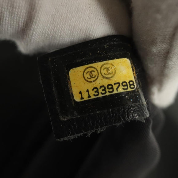 CHANEL Sports Shoulder Bag Canvas Black Silver CC Auth 142114