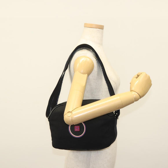 CHANEL Sports Shoulder Bag Canvas Black Silver CC Auth 142114