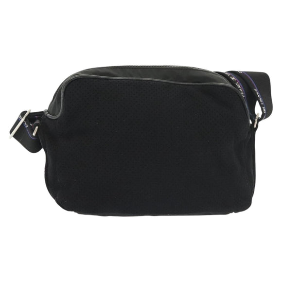 CHANEL Sports Shoulder Bag Canvas Black Silver CC Auth 142114