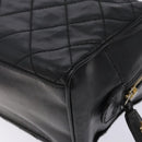 CHANEL Matelasse Pouch Leather Black Gold CC Auth 142115-10