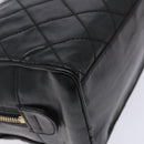 CHANEL Matelasse Pouch Leather Black Gold CC Auth 142115-11