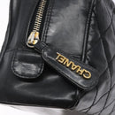 CHANEL Matelasse Pouch Leather Black Gold CC Auth 142115-12