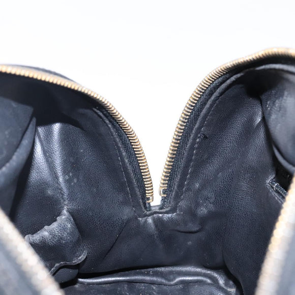 CHANEL Matelasse Pouch Leather Black Gold CC Auth 142115