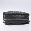 CHANEL Matelasse Pouch Leather Black Gold CC Auth 142115-6