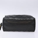 CHANEL Matelasse Pouch Leather Black Gold CC Auth 142115-7