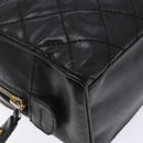 CHANEL Matelasse Pouch Leather Black Gold CC Auth 142115-9