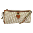 Christian Dior Trotter Canvas Romantic Shoulder Bag PVC Beige Silver Auth 142116-1