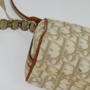 Christian Dior Trotter Canvas Romantic Shoulder Bag PVC Beige Silver Auth 142116-9