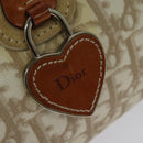Christian Dior Trotter Canvas Romantic Shoulder Bag PVC Beige Silver Auth 142116-15