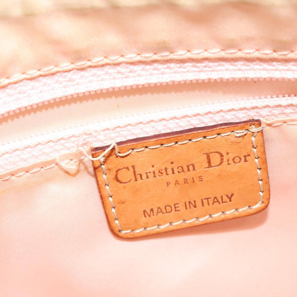 Christian Dior Trotter Canvas Romantic Shoulder Bag PVC Beige Silver Auth 142116