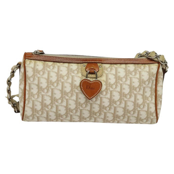 Christian Dior Trotter Canvas Romantic Shoulder Bag PVC Beige Silver Auth 142116 - 0