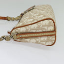 Christian Dior Trotter Canvas Romantic Shoulder Bag PVC Beige Silver Auth 142116-4