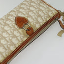 Christian Dior Trotter Canvas Romantic Shoulder Bag PVC Beige Silver Auth 142116-6