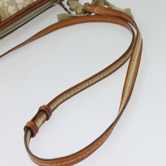 Christian Dior Trotter Canvas Romantic Shoulder Bag PVC Beige Silver Auth 142116