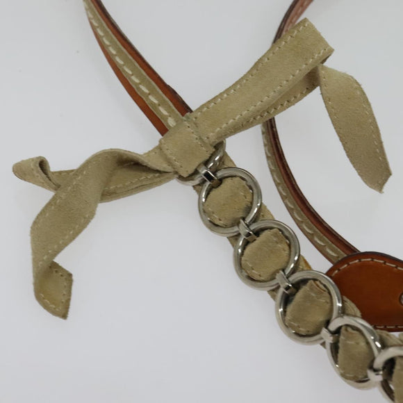 Christian Dior Trotter Canvas Romantic Shoulder Bag PVC Beige Silver Auth 142116