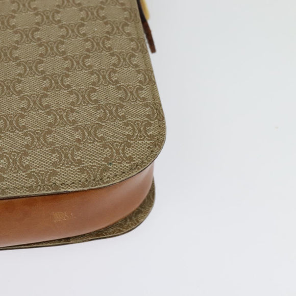 CELINE Macadam Canvas Shoulder Bag PVC Beige Gold Auth 142119