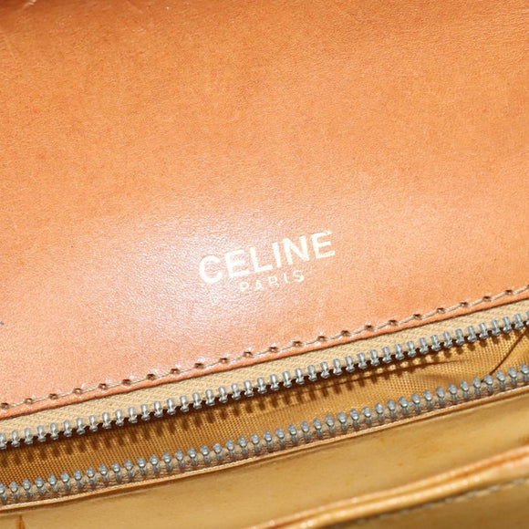 CELINE Macadam Canvas Shoulder Bag PVC Beige Gold Auth 142119
