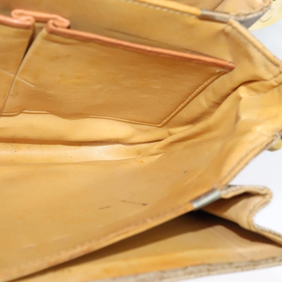 CELINE Macadam Canvas Shoulder Bag PVC Beige Gold Auth 142119