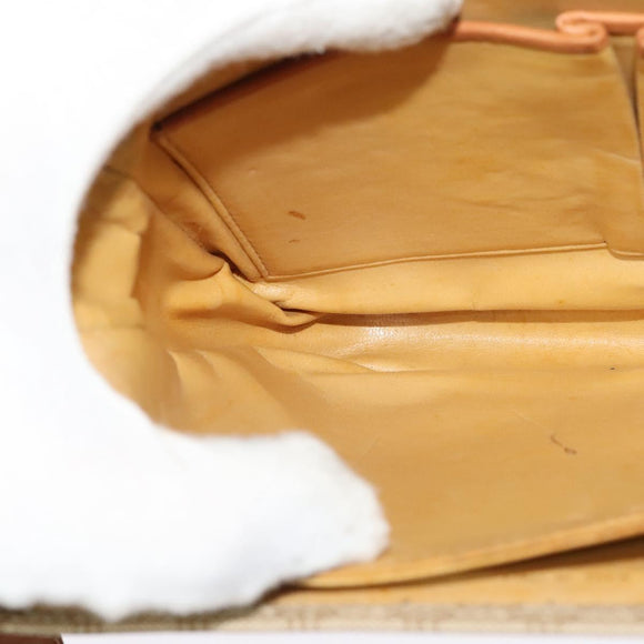 CELINE Macadam Canvas Shoulder Bag PVC Beige Gold Auth 142119