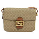 CELINE Macadam Canvas Shoulder Bag PVC Beige Gold Auth 142119-13