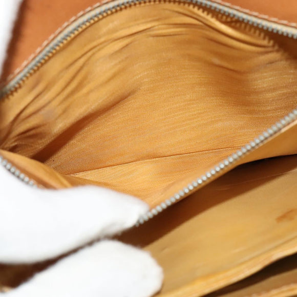 CELINE Macadam Canvas Shoulder Bag PVC Beige Gold Auth 142119