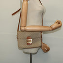 CELINE Macadam Canvas Shoulder Bag PVC Beige Gold Auth 142119-24