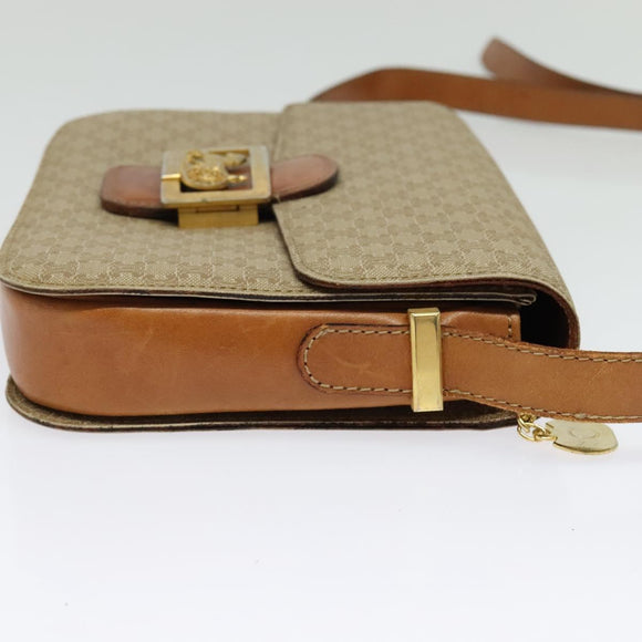 CELINE Macadam Canvas Shoulder Bag PVC Beige Gold Auth 142119